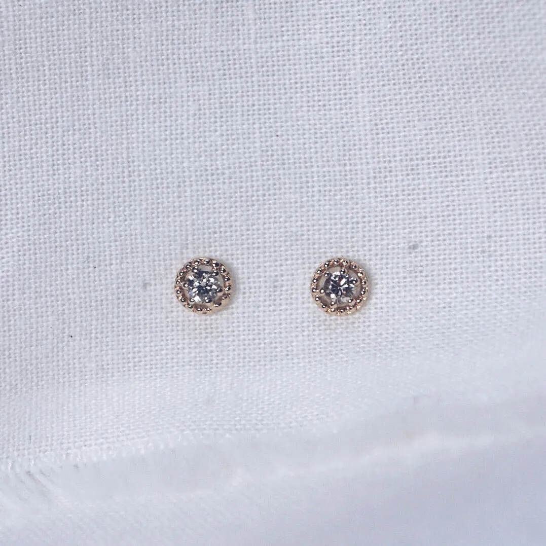 Crown Diamond Stud Earring - Solid 14kt