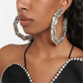 Crystal Geometric Round Hoop Earrings