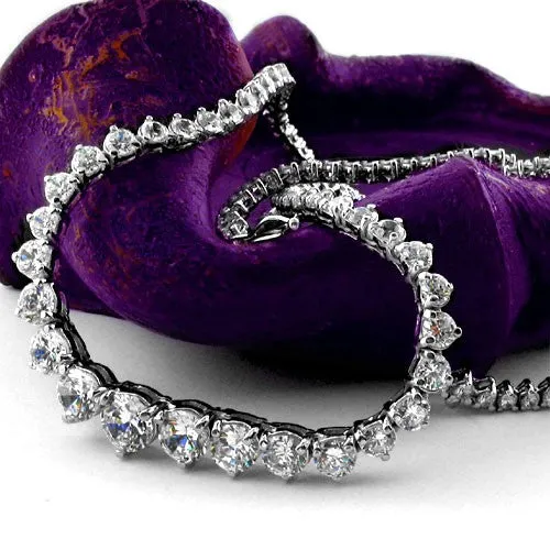 Cubic Zirconia Cz 14.2 TCW Round Stone In 3 Prong Setting Necklace