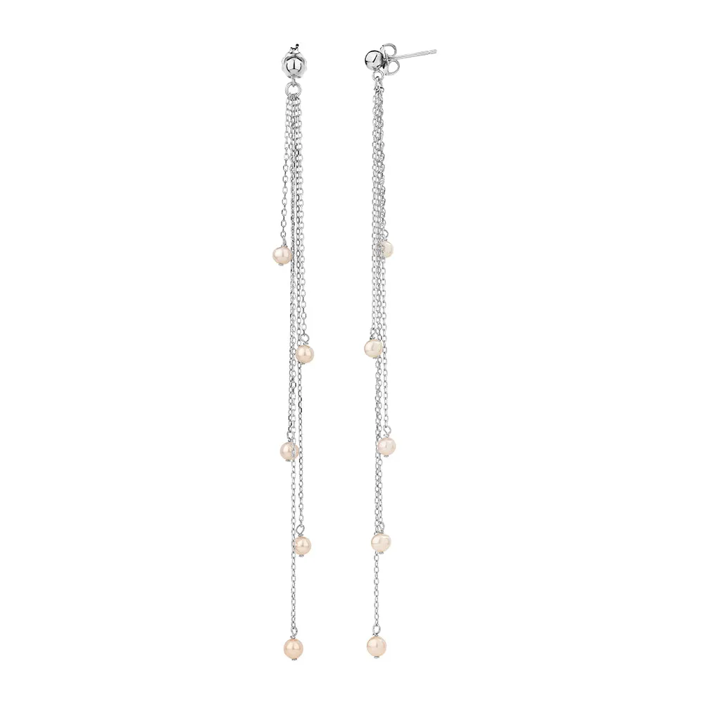 Cultured freshwater pearl drop earrings in sterling silver