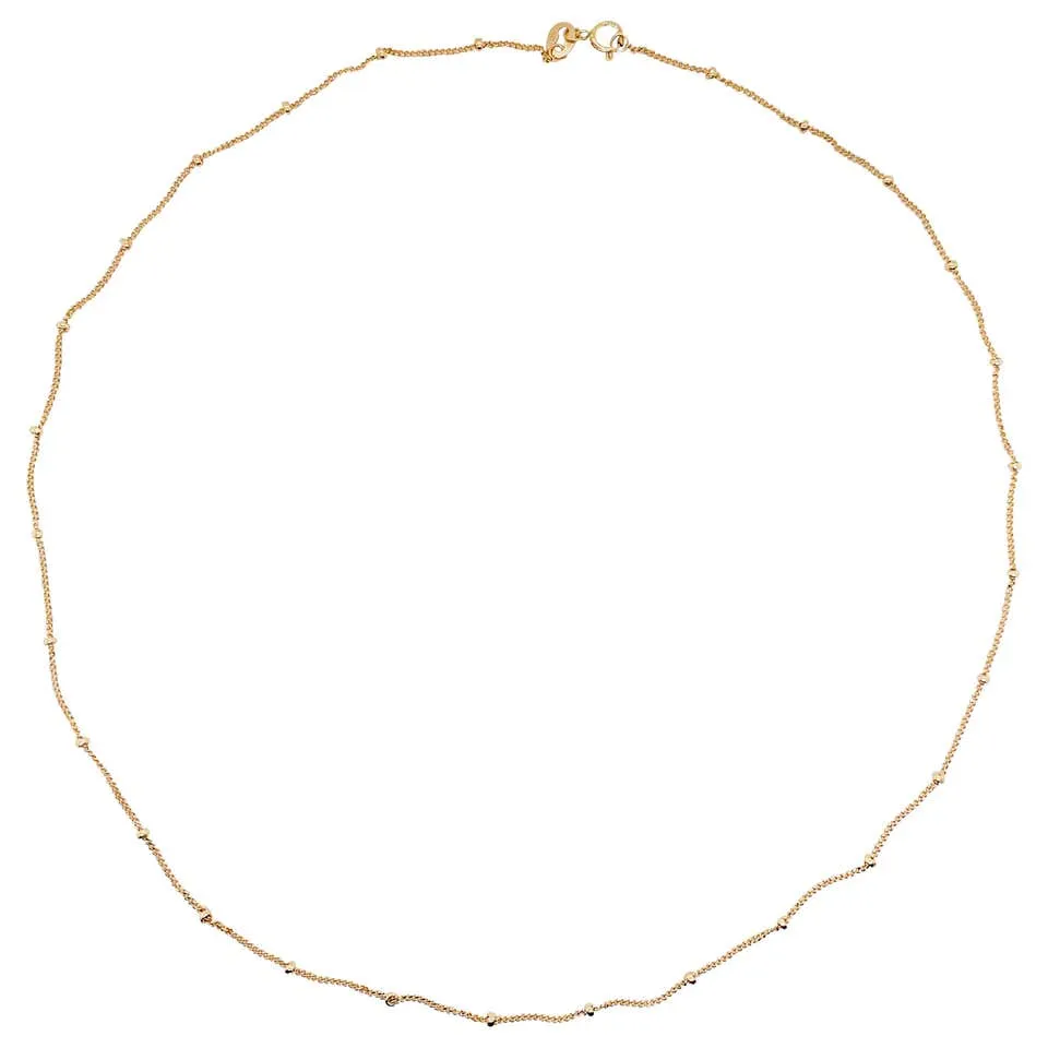 Curb Chain w Bead Stations, 14 Karat Solid Yellow Gold, Best Selling Gold Chain, 14 Karat