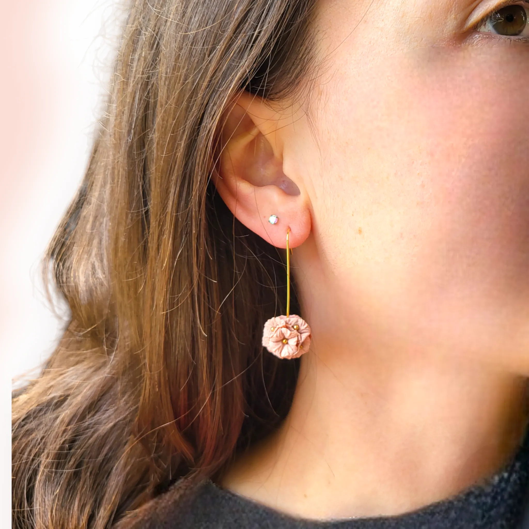 Dangle Drop Pink Blossom Earrings