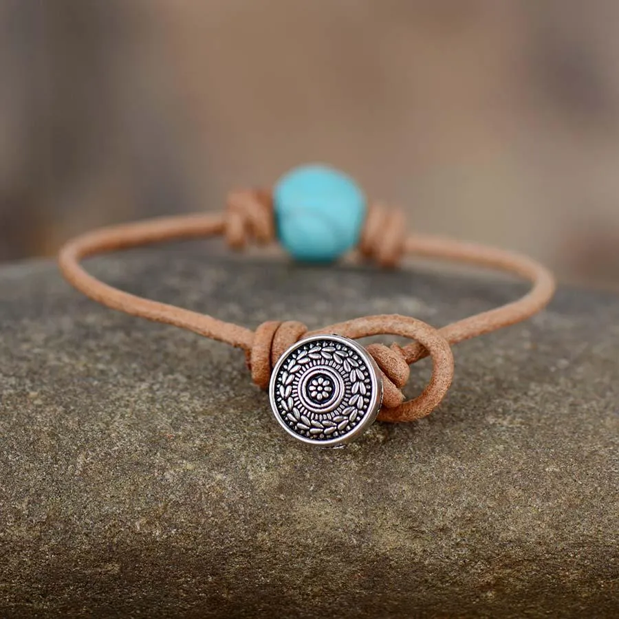 'Dhandaa' Turquoise & Leather Bracelet