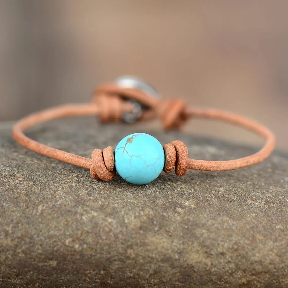 'Dhandaa' Turquoise & Leather Bracelet