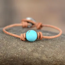 'Dhandaa' Turquoise & Leather Bracelet