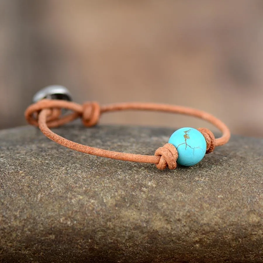 'Dhandaa' Turquoise & Leather Bracelet