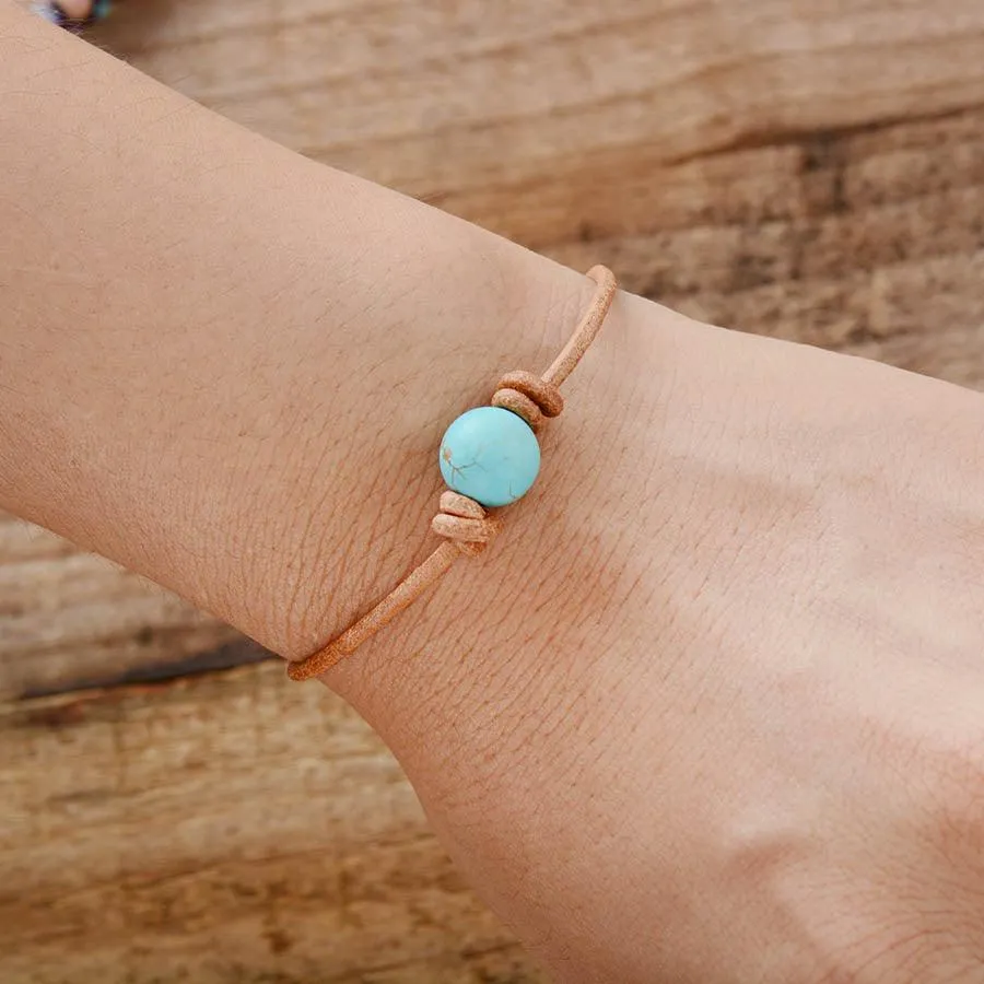 'Dhandaa' Turquoise & Leather Bracelet