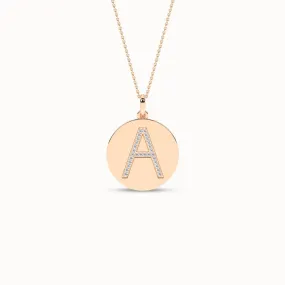 Diamond Initial Disc Necklace