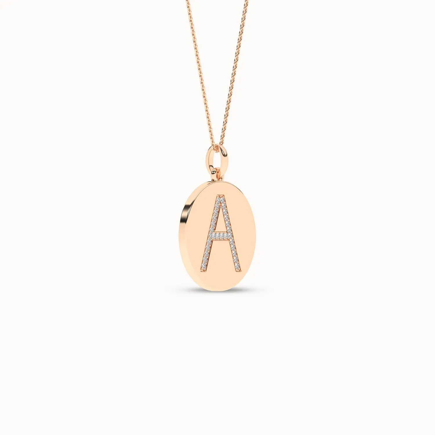 Diamond Initial Disc Necklace