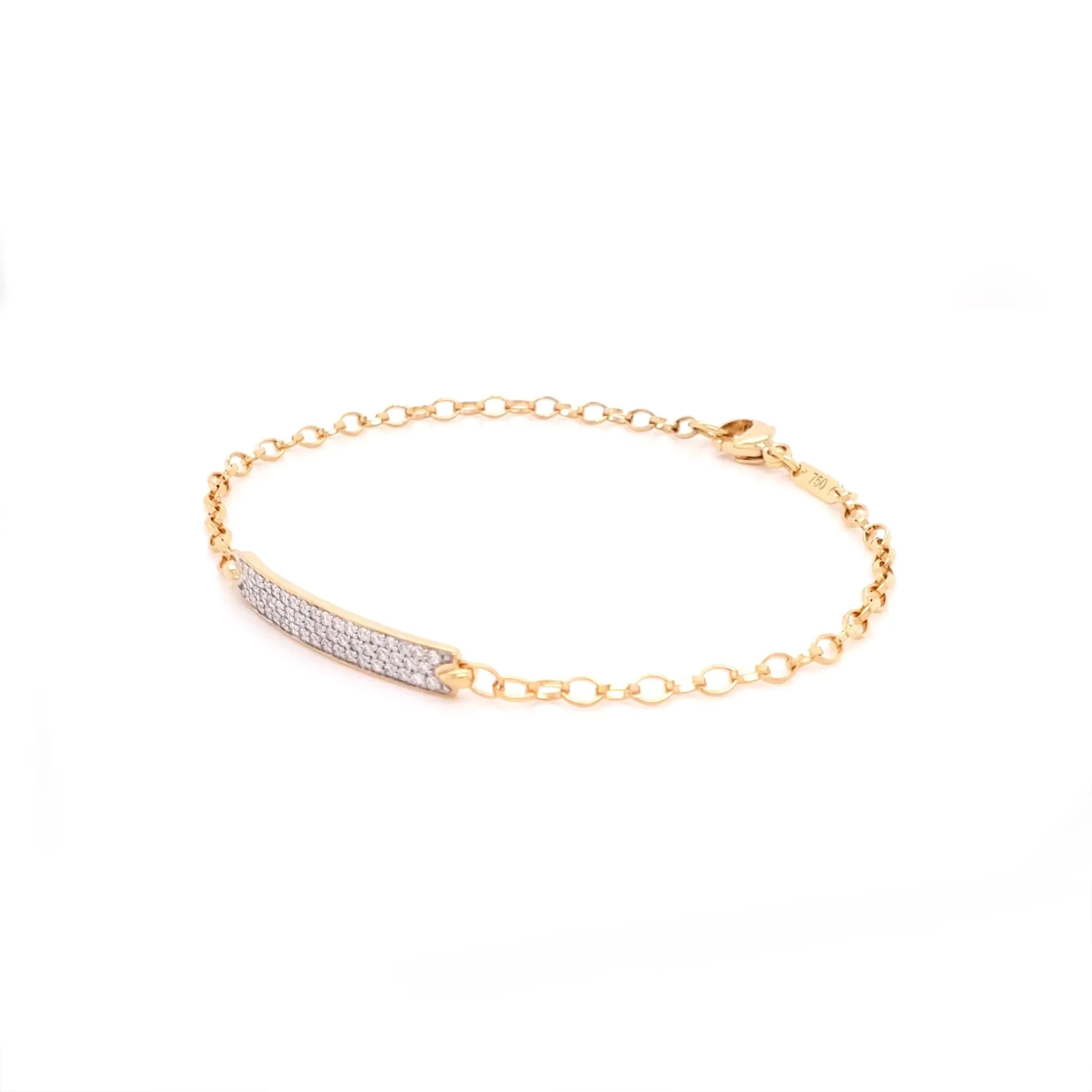 Diamond Pave "Carpe Diem" Petite Poesy 18K Yellow Gold Bracelet