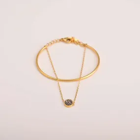 Double Layer Stone Cuff Bracelet