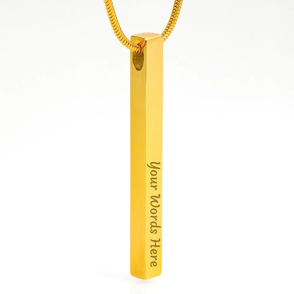 Double Sided Vertical Bar Necklace With "Mom is the BEST among the REST" Message Card From Son