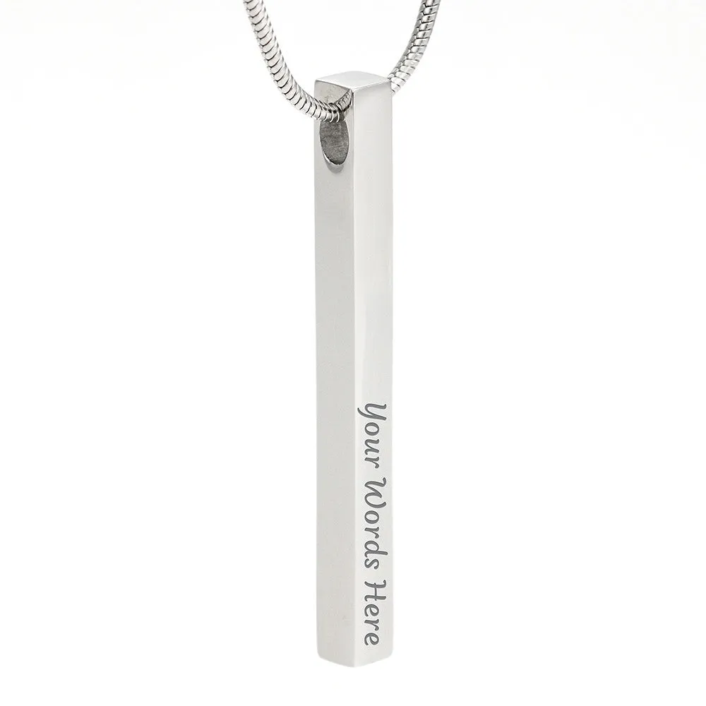 Double Sided Vertical Bar Necklace With "Mom is the BEST among the REST" Message Card From Son