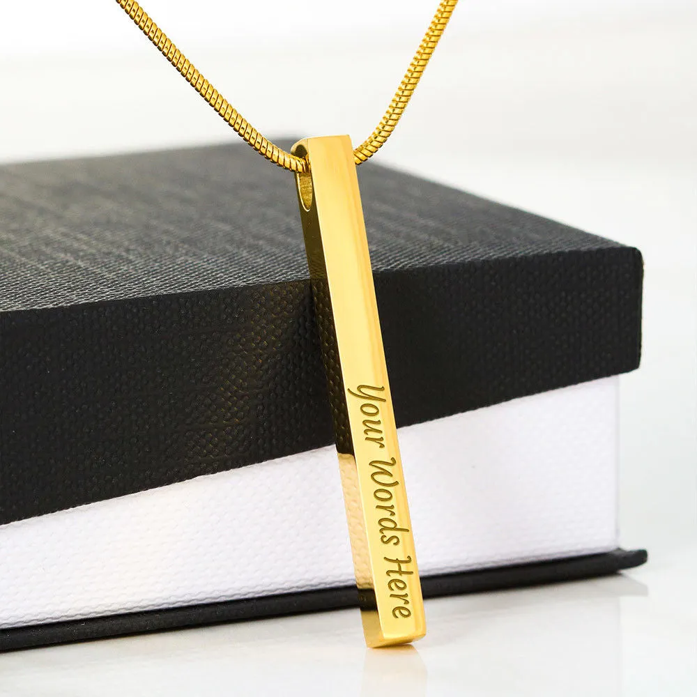 Double Sided Vertical Bar Necklace With "Mom is the BEST among the REST" Message Card From Son