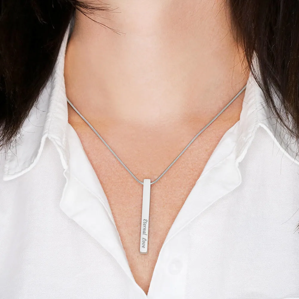 Double Sided Vertical Bar Necklace With "Mom is the BEST among the REST" Message Card From Son