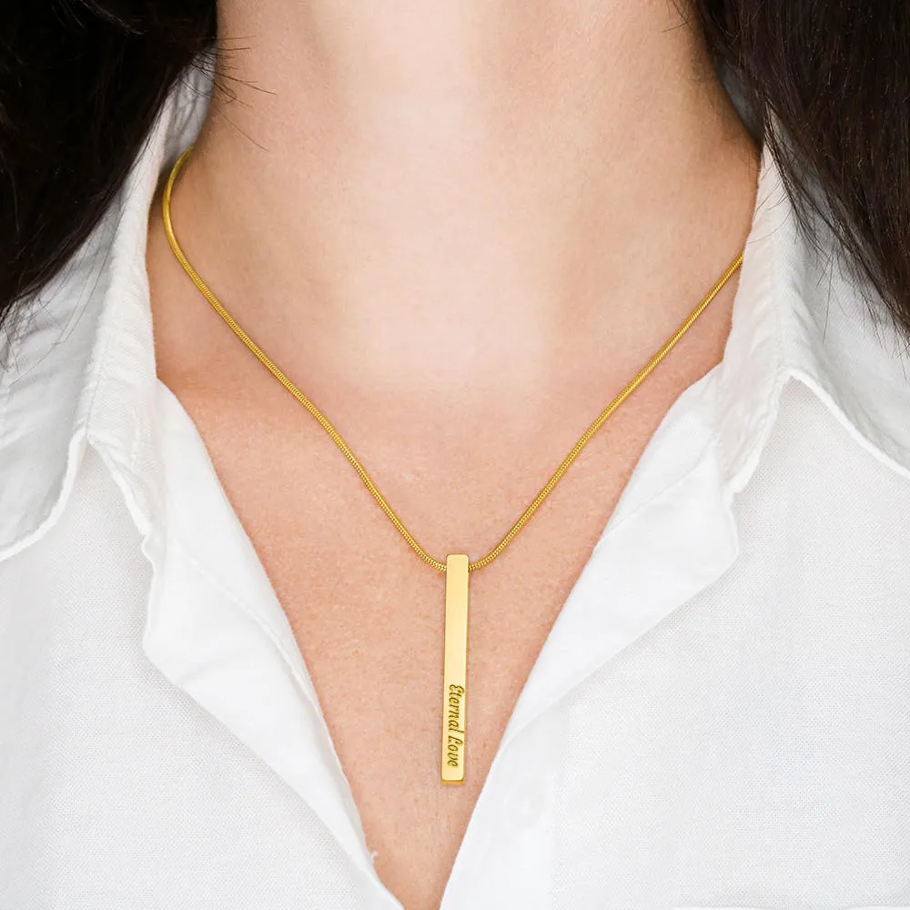 Double Sided Vertical Bar Necklace With "Mom is the BEST among the REST" Message Card From Son