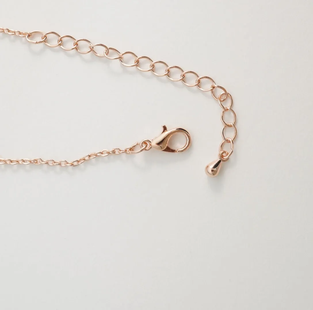 Elegant Pendant Chain Necklace with Floral Studded Zirconia in Rose Gold Plating