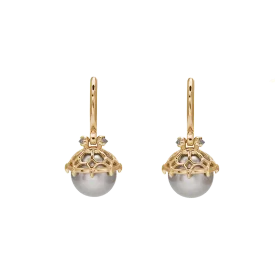 Emma Lace Cap Pearl Hoop Earrings