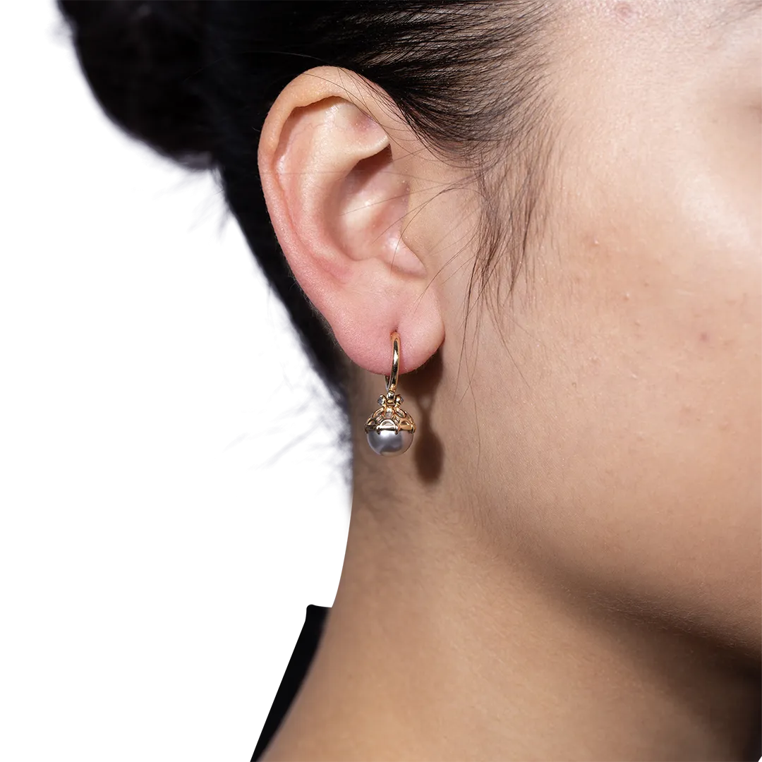 Emma Lace Cap Pearl Hoop Earrings