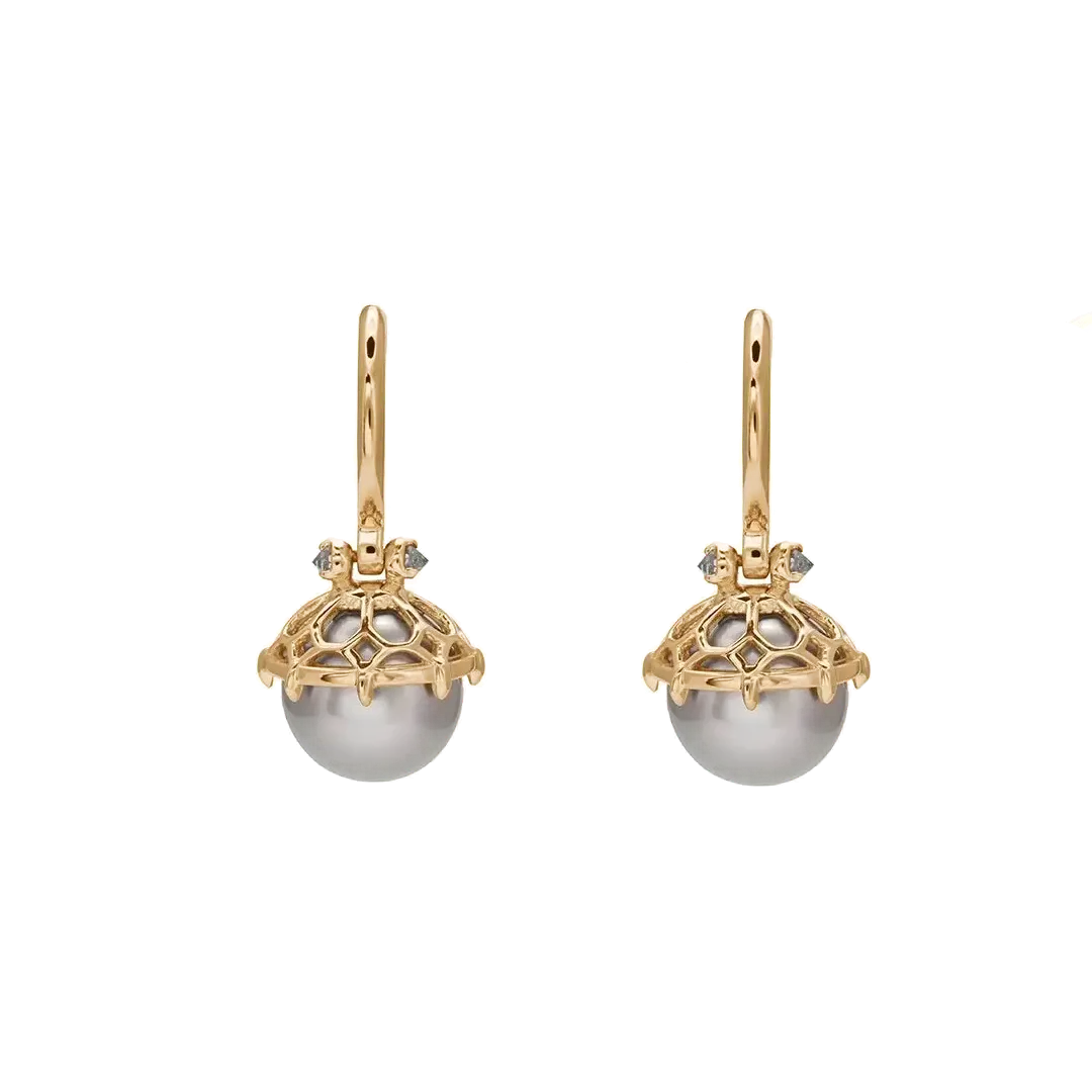 Emma Lace Cap Pearl Hoop Earrings