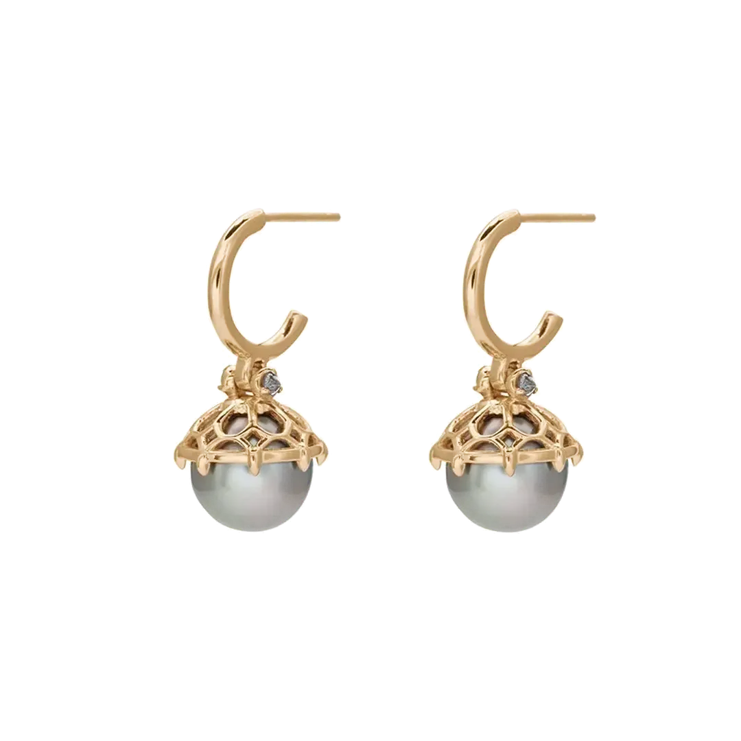 Emma Lace Cap Pearl Hoop Earrings