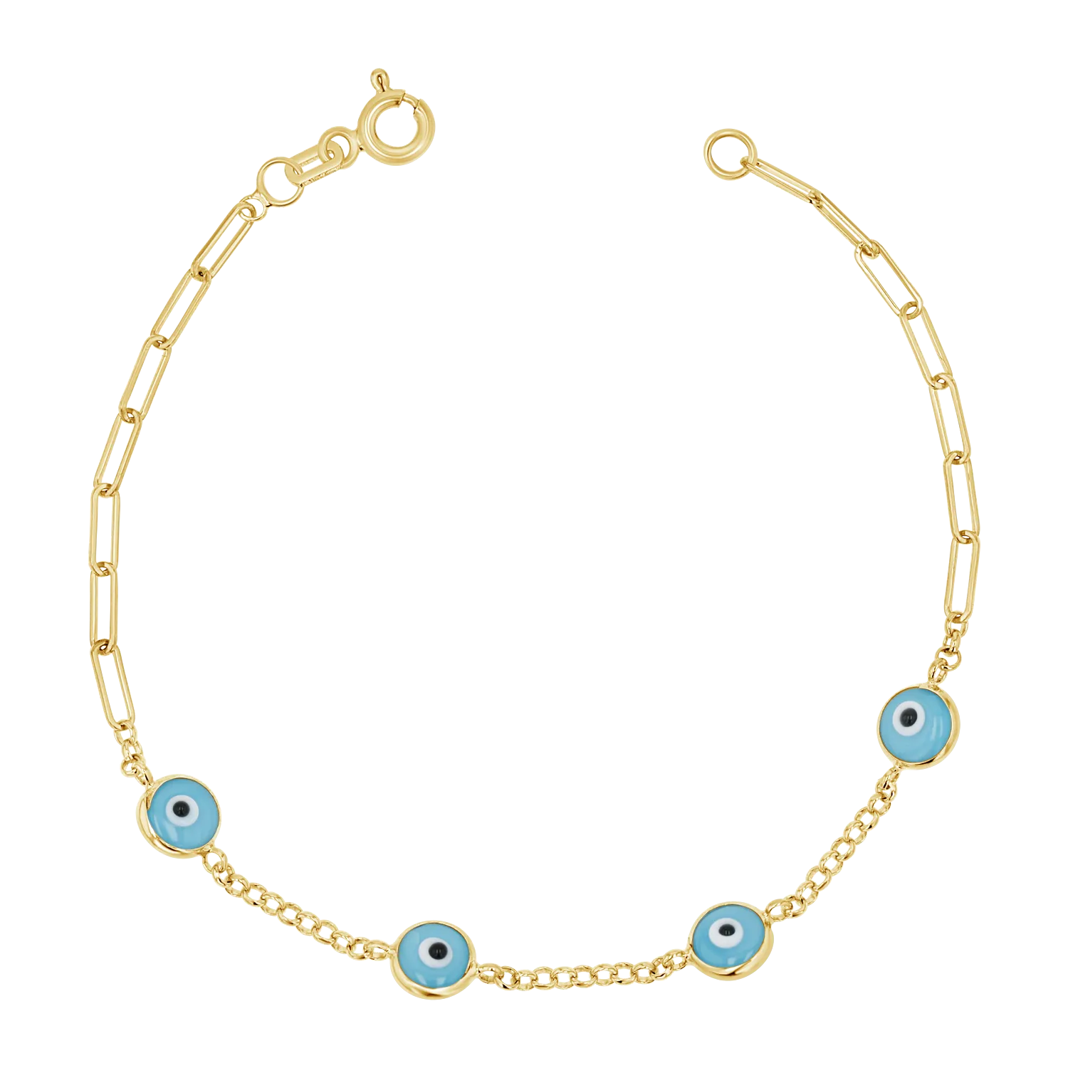 Enamel Evil Eye Paper Clip Bracelet