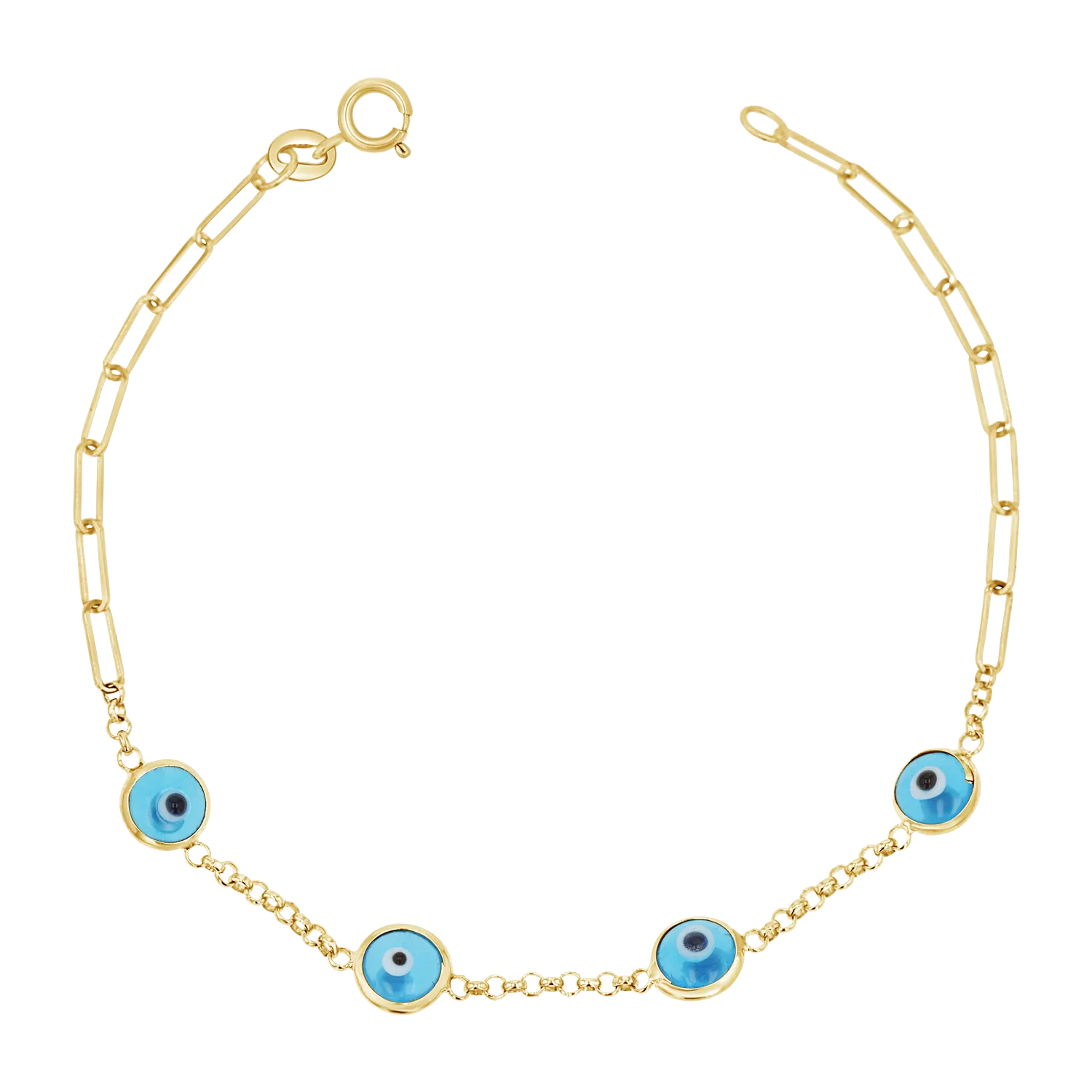 Enamel Evil Eye Paper Clip Bracelet
