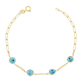 Enamel Evil Eye Paper Clip Bracelet
