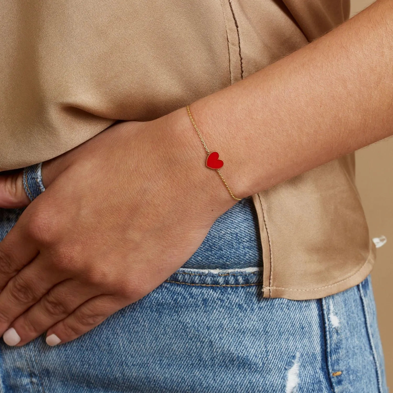 Enamel Heart Bracelet