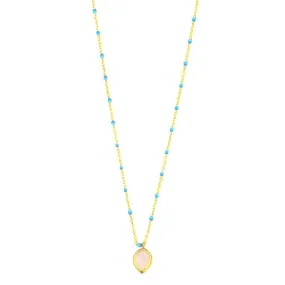 Enamel Necklace with Stone Charm