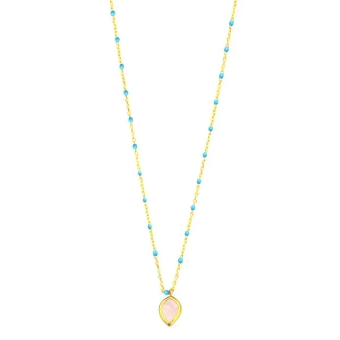 Enamel Necklace with Stone Charm
