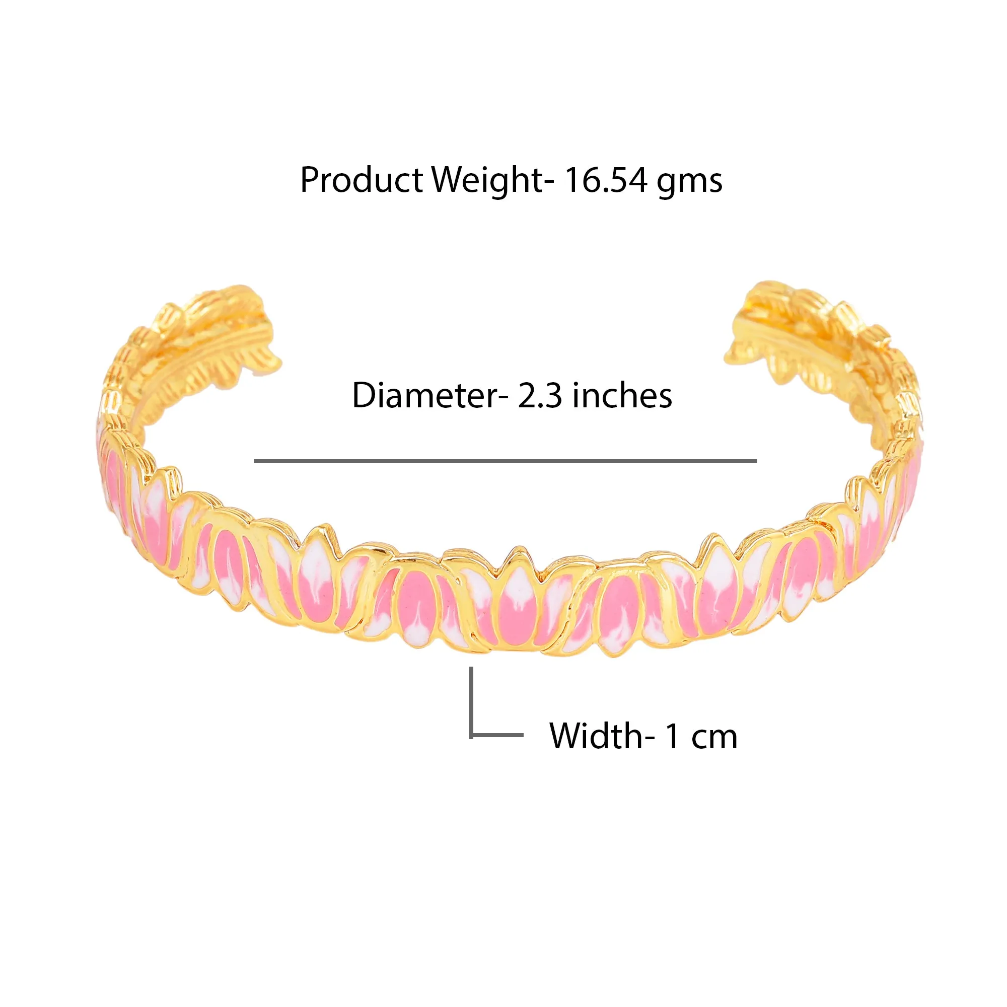 Estele Gold Plated Attractive Lotus Designer Cuff Bracelet with Pink Enamel for Girl's & Women