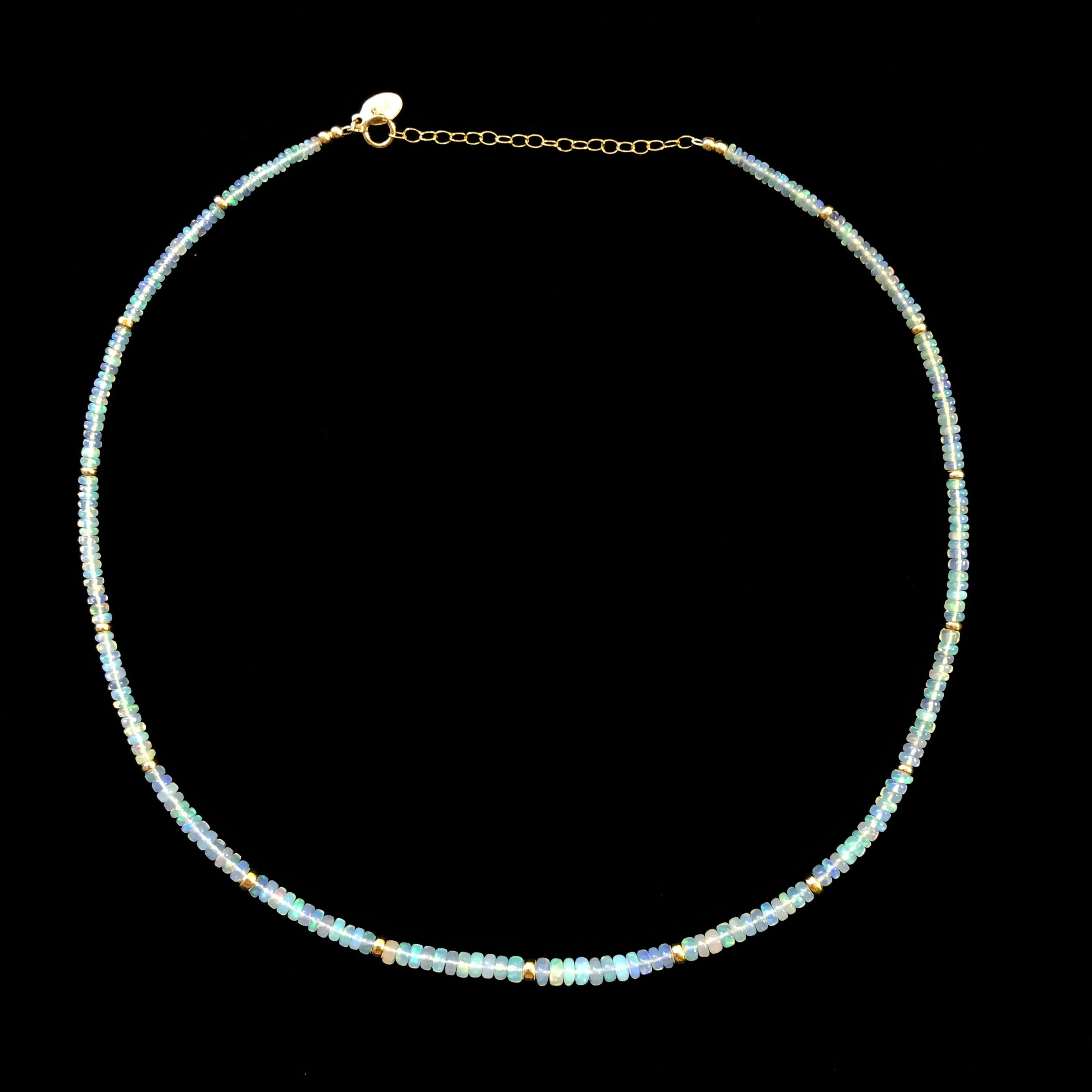 Ethiopian Opal & Gold Beaded Necklace