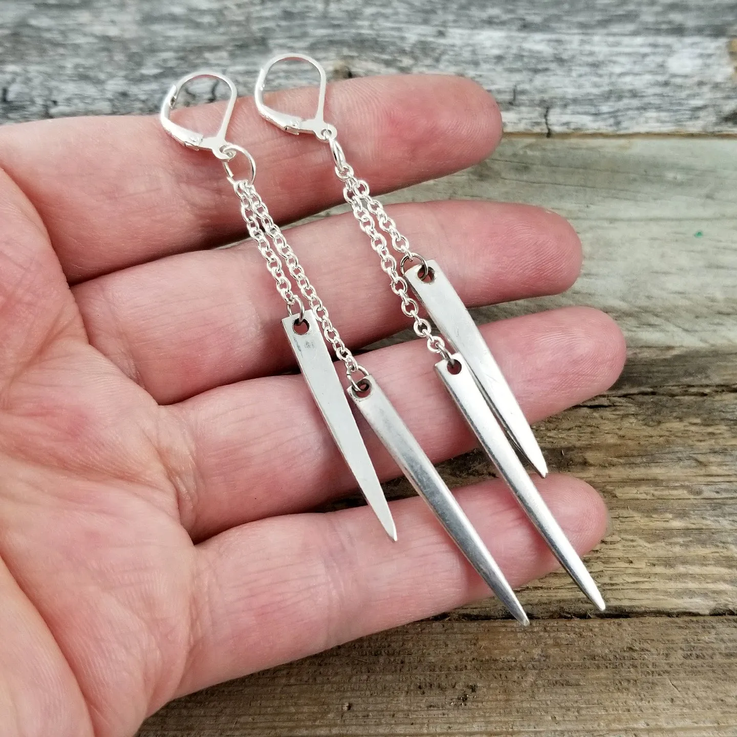 Fork Tine Long Dangle Earrings