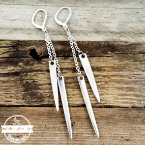 Fork Tine Long Dangle Earrings