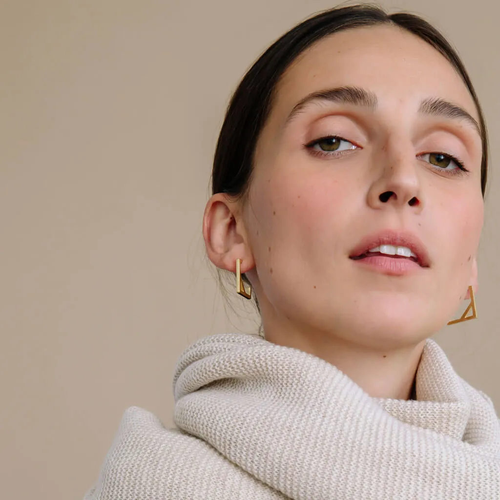 Foundation Square Hoop Earrings - Brass