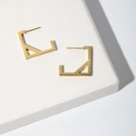 Foundation Square Hoop Earrings - Brass