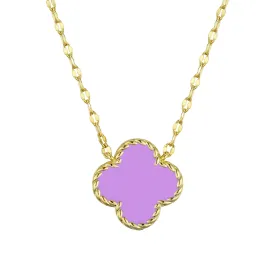 Four Leaf Clover Necklace - Purple