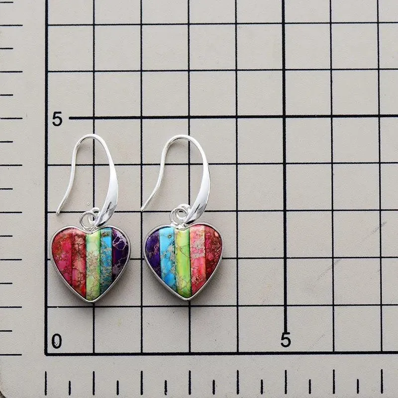 Giiny Sky Blue Jasper Hearts Drop Earrings