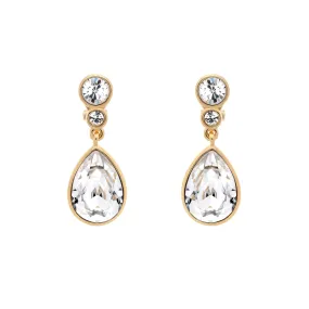 Gold Crystal Teardrop Clip Earrings