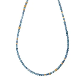 GOLD HEXAGON BEADS   BLUE OPAL BEADED NECKLACE