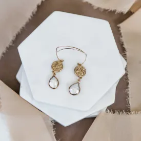Gold Pearl Drop Earrings With Genuine Freshwater Pearls