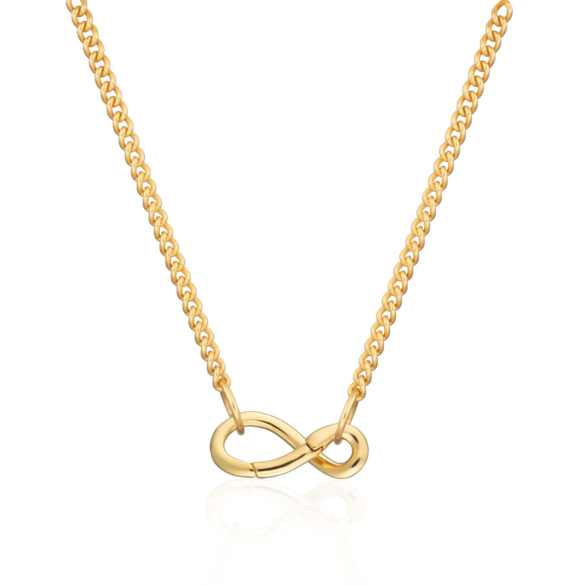 Gold Plated Infinity Curb Chain Necklace