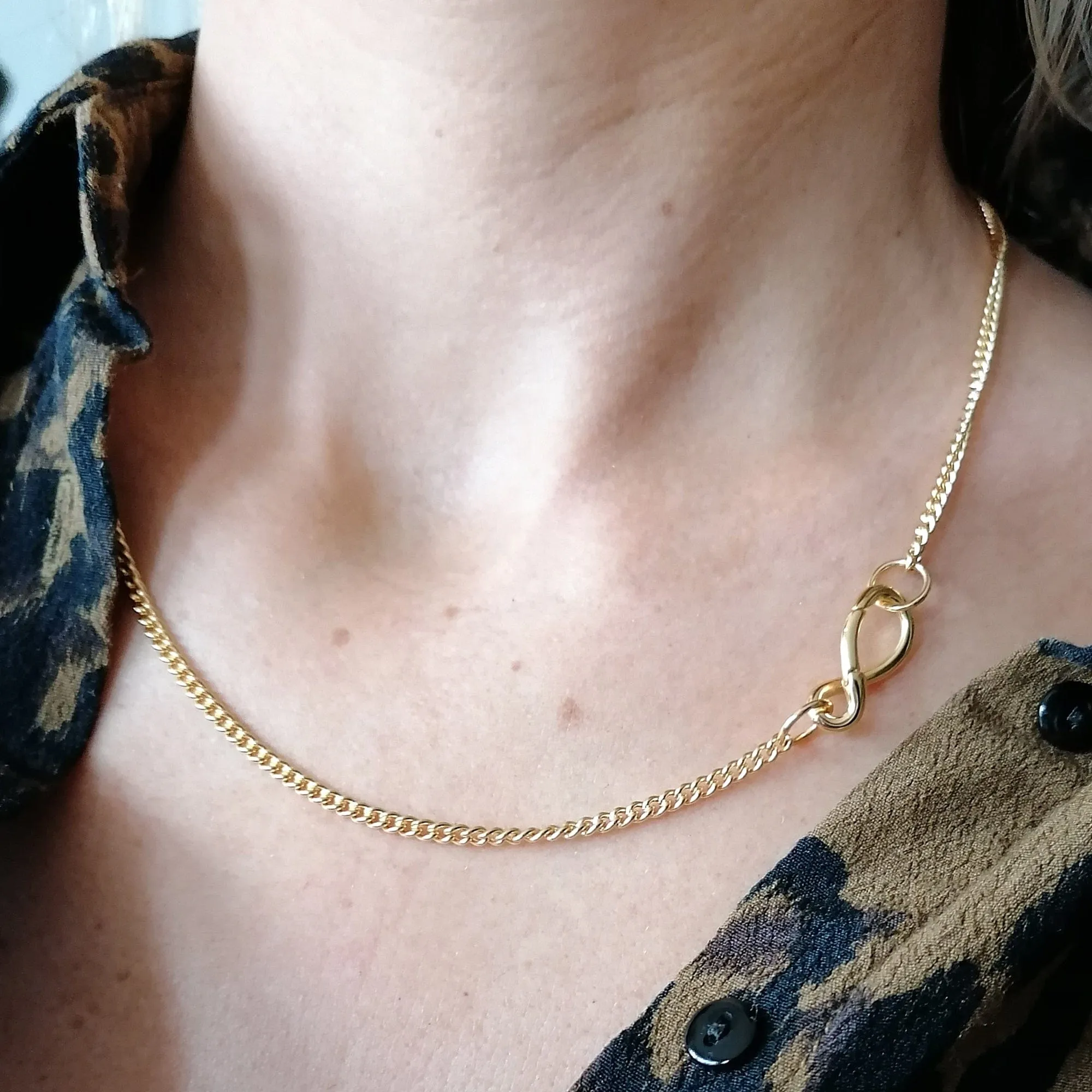 Gold Plated Infinity Curb Chain Necklace