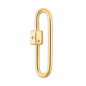 Gold Plated Long Link Carabiner Charm Lock
