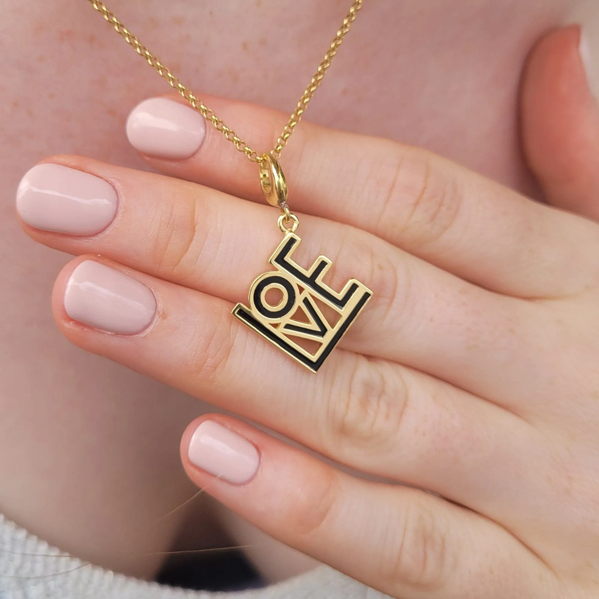 Gold Plated LOVE Charm (Black)