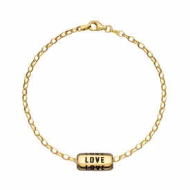 Gold Plated Love is All Around Charm Bracelet (Black)