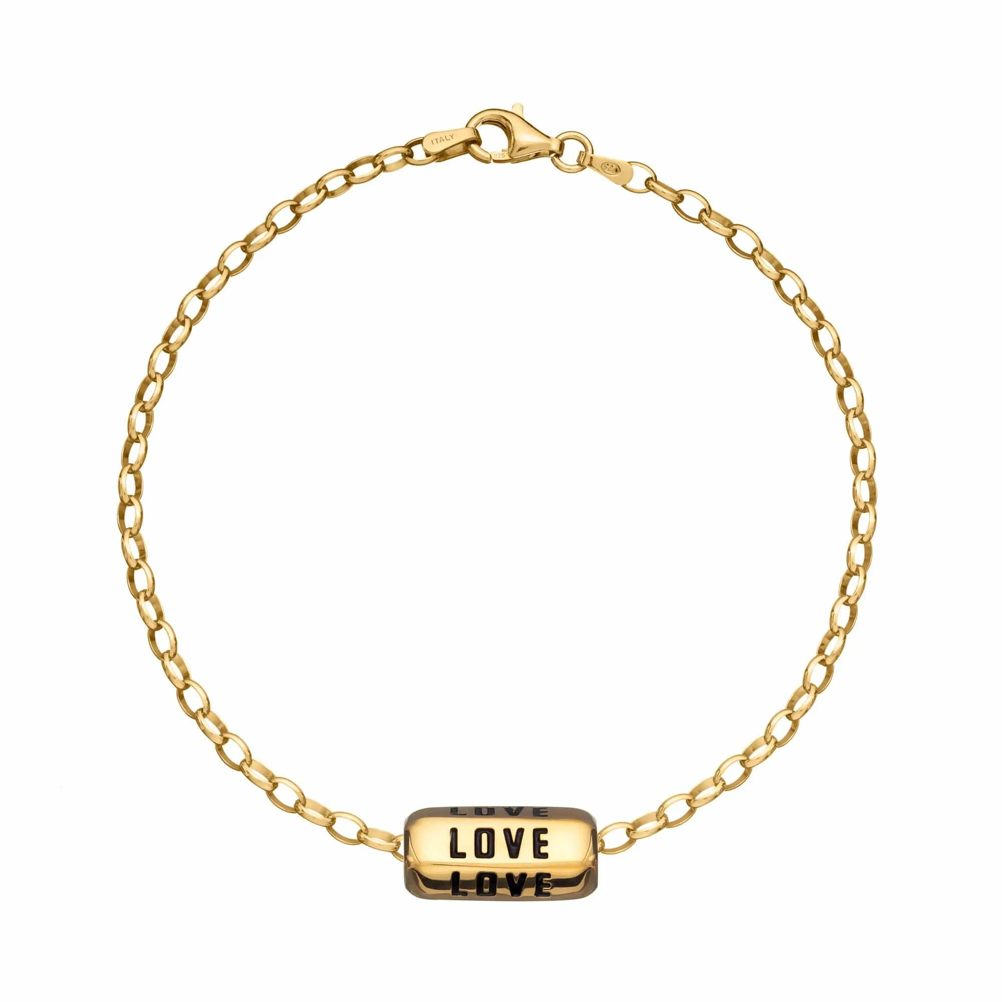 Gold Plated Love is All Around Charm Bracelet (Black)