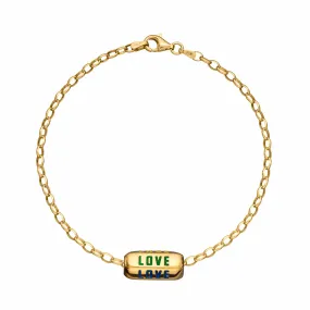 Gold Plated Love is All Around Charm Bracelet (Rainbow)