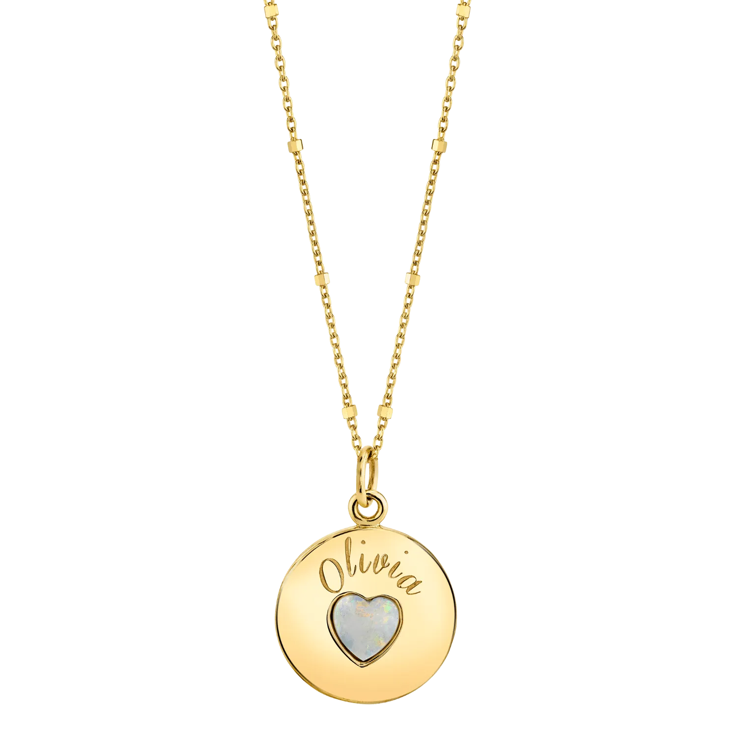 Grand Opal Heart Name Medallion